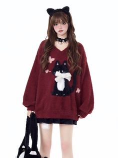 The price is for a sweater only, others are not included. Dress / Top Details:Bowknot DetailsElastic Index:Big ElasticMaterial:AcrylicNeckline:V-neckVersion:Loose Garment Size Size S M Full Length 66 68 Bust 122 126 Shoulders 56 57 Sleeve Length 51 52 Cute Red Sweater For Fall, Cute Red Long Sleeve Sweater, Cute Red Winter Sweater, Cute V-neck Fall Sweater, Cute V-neck Knit Sweater, Red Long Sleeve V-neck Sweater For Winter, Cute Knit V-neck Sweater, Cute Red Sweatshirt For Winter, Cute Red Winter Sweatshirt