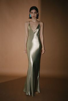 Silver Slip Dress, Corset Fashion Outfits, Galvan London, Runway Gowns, Resort 2023, Metal Clothing, Silky Dress, Silk Slip Dress, 2023 Collection