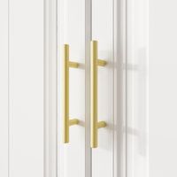 an open door with two handles on the front and side doors, all in gold