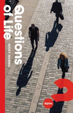 two people walking down a brick street with the words on the sidewalk below them and an arrow pointing up