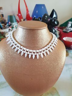 Gorgeous 1950s beaded necklace! White milk glass beads in a double strand design. Good condition and very tactile. Lovely weight to them. Approx 42cm long. Striking piece! Beaded Necklace White, Necklace White, White Milk Glass, Milk Glass, Glass Beads, Beaded Necklace, Milk, Jewelry Necklaces, Beads