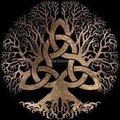 a golden tree with an intricate design on it