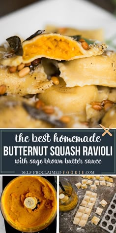 the best homemade butternut squash ravioli with sage brown butter sauce is ready to be eaten