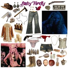 a collage of various items including boots, clothing and accessories