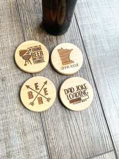 "Never lose your opener again with these magnetic bottle openers! They make the perfect gift or addition to your fridge. Each opener measures approximately 3\" and features a bottle opener and magnets on the back. Designs are laser engraved on the front for a lasting touch! These are perfect for Father's Day, Birthday's, Groomsman gifts etc.! To order: - Select Design from drop-down menu - If choosing \"drink local\" please enter state in personalization field Due to the custom nature of wood, e Laser Engraved Fathers Day Gifts, Bottle Openers On Wood, Grooms Gift, Wood Bottle Opener, Diy Laser Cut, Custom Bottle Opener, Beer Wood, Wooden Bottle Opener, Magnetic Bottle Opener