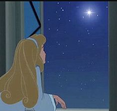 there is a woman looking out the window at the stars