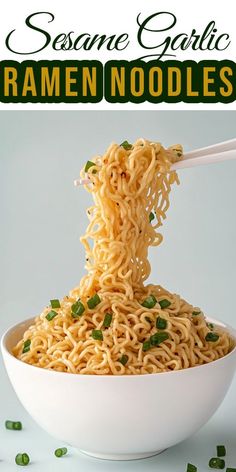 someone is eating ramen noodles with chopsticks