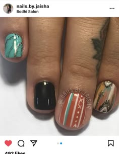 Serape Nails, Nfr Nails, Western Nail Designs, Western Nail Art, Nails Western, Country Acrylic Nails, Rodeo Nails, Cowboy Nails, Indian Nails