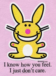 a pink and yellow sign with an image of a bunny saying please knock first, and then go screw yourself