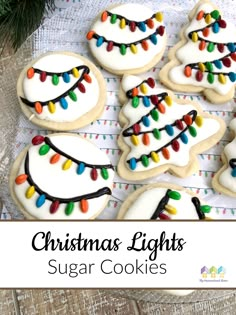 christmas lights sugar cookies on a plate