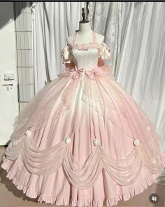 pretty princess dress pink and white gown dress ball dress fairytale Disney Pink And White Gown, Gowns With Bow, Dresses Puffy, White Gown Dress, Fairytale Disney, Devil Inspired, Princess Dress Pink, Princess Dress Fairytale, Sweet 16 Dress