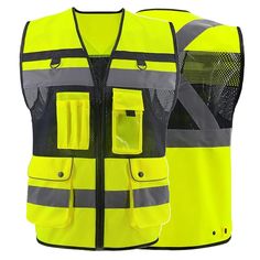 PRICES MAY VARY. 【Safety Vest Marterial】 The high visibility vest is lightweight, breathable, and lightweight. It is made of 100% polyester mesh, an anti-collision reflective strip, and a cross design at the back to increase the reflective area. Four 2-inch wide high visibility reflective strips are sewn on the shoulders and bottom to greatly enhance visibility in low-light environments. 【Unique Design Features】 The safety vest for men has multi-functional pockets, and a large practical expansio Vest Design, Vest For Men, Reflective Vest, Safety Vest, Vest Designs, Reflective Material, Pocket Clip, Cross Design, Mesh Design