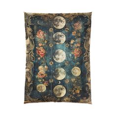 a decorative pillow with the moon phases on it