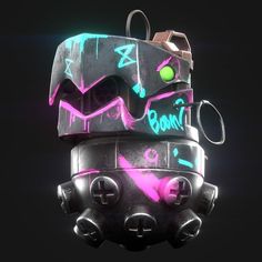 an image of a robot with graffiti on it