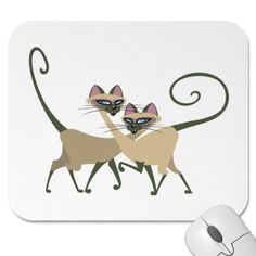 two siamese cats walking side by side on a white background with the caption,