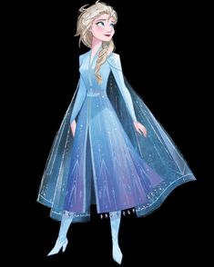 a drawing of a frozen princess wearing a blue dress