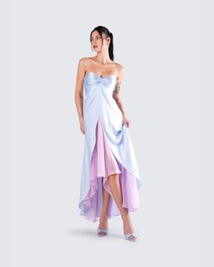 Ines Multi Chiffon Overlay Gown Gradient Dress Ombre, Corset Chiffon Dress, Non Traditional Bridesmaid Dresses, Gig Outfits, Beach Formal Dress, Chrome Dress, Blue Purple Dress, Goddess Dresses, Sirens Fashion