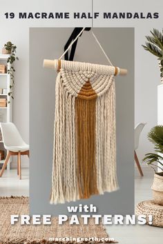 the macrame wall hanging is made with free pattern and instructions to make it