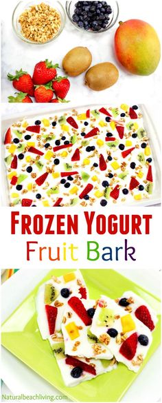 the frozen yogurt fruit bark recipe is ready to be eaten and put on display