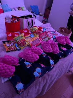 Sleepover! Candy Bags, Candy, Bed, Pink, Blue