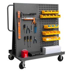 a tool rack with various tools on it