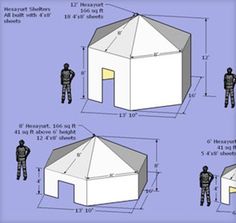 the diagram shows how to build a tent for two people, with measurements and instructions