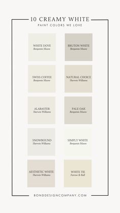 the 10 creamy white paint colors that will be used in your home or office