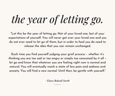 a quote from cline blevel smith about the year of letting go