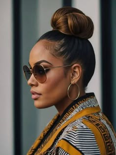 Lower Bun Hairstyles Black Women, Pretty Bun Hairstyles For Black Women, Cute Slick Ponytails For Black Women, Hair Buns Black Women, Up Do Buns For Black Women, Black Hair Styles Weave, Sweatproof Hairstyles, Millennial Hairstyles, Sleek Back Hairstyles Black Women