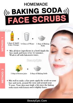 Baking Soda Face Scrub Face Scrub Homemade, Scrub Recipe, Facial Scrubs, Homemade Face