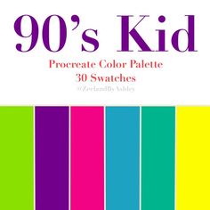 the cover of 90's kid, with different colors and font on it in rainbows