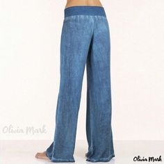 Olivia Mark - Casual Wide Leg Jeans - Lightweight Denim Trousers Soft-washed Casual Spring Bottoms, Spring Casual Soft-washed Bottoms, Casual Dark Wash Wide Leg Pants, Casual Non-stretch Denim Blue Wide Leg Pants, Casual Mid-rise Wide Leg Pants, Soft-washed Wide Leg Pants For Spring, Medium Wash Relaxed Fit Versatile Pants, Washed Blue Non-stretch Straight Leg Bottoms, Casual Soft-washed Wide Leg Pants