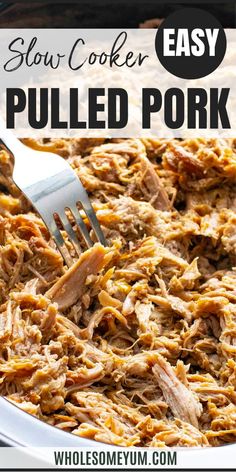 Slow Cooker Pulled Pork Recipe Pulled Pork In Crockpot, Leftover Smoked Pork, Pulled Pork Crock Pot Recipes Easy, Shredded Pork Crockpot, Pulled Pork Dip, Pork Dip, Pork Loin Pulled Pork, Tenderloin Recipes Crockpot, Easy Pulled Pork Crock Pot