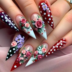 Nail Artwork, Polka Dot Nail Art, Dot Nail Art, Classy Nail Designs, Trendy Nail Art Designs, Nails Now, Pointed Nails, Polka Dot Nails, Fantastic Shoes