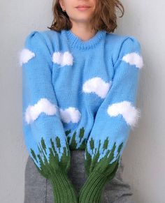 Our Cloudy Sweater model is completely hand-knitted with anti-allergic yarns. The design does not belong to us. It does not cause itching, stinging etc. For your questions and suggestions, you can reach us on Instagram. Instagram: organicmira Caring Tips -Please do not wash in the washing machine. We recommend professional dry cleaners or hand washing. You can also do spot stain cleaning with the help of a wet cloth. -Your knitwears by folding them instead of hanging them. Fitted Chunky Knit Acrylic Sweater, Blue Hand Knitted Sweater, Blue Hand-knitted Sweater, Cozy Knit Pattern For Spring, Cozy Spring Knitting Pattern, Cozy Knit Knitting Pattern For Spring, Spring Knit Yarn Sweater, Blue Hand Knitted Acrylic Sweater, Blue Hand-knitted Acrylic Sweater