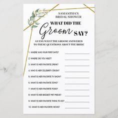 what do the groom say? printable bridal shower game for bride and groom