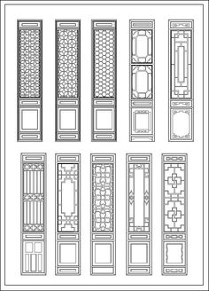 an architectural drawing of the doors and windows in different styles, shapes and sizes are shown here