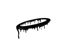 a black and white drawing of a curved object with dripping paint on it's side