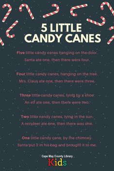 a poster with candy canes on it and the words 5 little candy canes