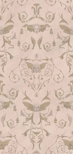 an old fashioned wallpaper with floral designs on it