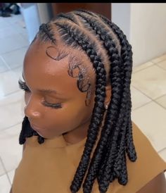 Braid To Scalp Hairstyles, Pretty Hair Styles Braids, Short Braided Styles, Short Stitch Braids, Easy Hair Styles Braids, Braids With Knots, Short Braids Ideas, Bun Braid Hairstyles, Short Braided Hairstyles For Black Women