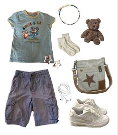 90 Inspired Outfits Summer, Life Is Good Outfit, Funky Y2k Outfits, Mikey Outfits, Cargo Shorts Outfit, Soft Grunge, Lookbook Outfits