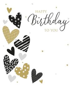 a happy birthday card with hearts on it