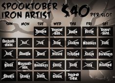 the poster for spooktober iron artist's $ 40 perlot tour