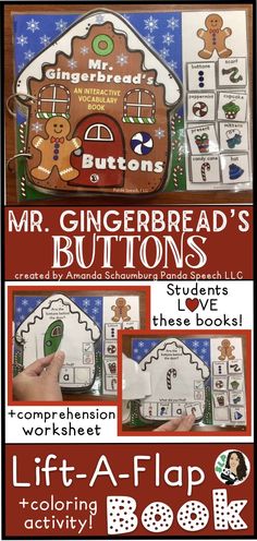 the gingerbread's buttons book is shown with instructions to make it look like they are