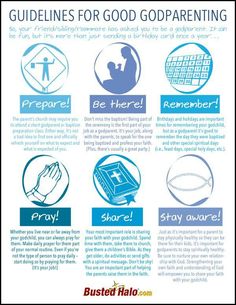 a blue and white poster with the words guidelines for good godparenting on it