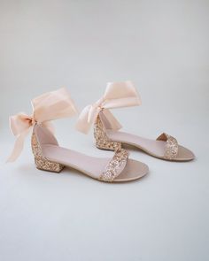 rose gold glitter heel wedding sandals with satin ribbon Receptionist Desk, Fancy Attire, Low Block Heel Sandal, Evening Sandals, Wedding Sandals, Block Heel Sandals, Low Heel Shoes, Prom Shoes, Low Block Heels