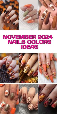 Fall Nail Designs Long Square, Fall Nails 2024 Cat Eye, Fall November Nails 2024, Nov Nail Ideas, Square Nails Fall Ideas, Fall Color Almond Shape Nails, November Dipped Nails Ideas, Russian Manicure Design Fall, Fall Nails 2024 November