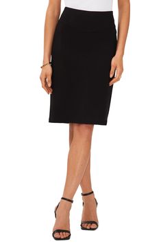 Halogen® Seamed Pencil Skirt | Nordstrom Flattering Fitted Midi-length Skirt, Stretch Business Casual Lined Skirt, Stretch Lined Skirt For Business Casual, Business Casual Stretch Lined Skirt, Fitted Elastane Bottoms Midi Length, Fitted Elastane Midi Bottoms, Midi Length Elastane Pencil Skirt With Lining, Relaxed Midi Length Elastane Pencil Skirt, Knee-length Lined Pencil Skirt For Formal Occasions