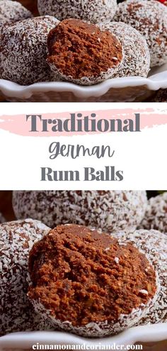 traditional german rum balls with powdered sugar on top